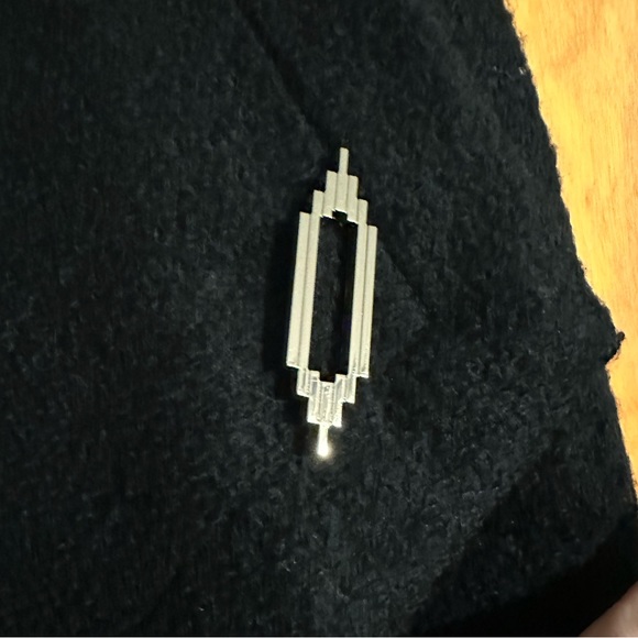 Ivanka Trump Wool Blend Black Dress Coat with gold accent brooch. - Picture 4 of 5